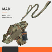 Camouflage heavy-duty tactical dog harness and matching leash made of military-grade 1050D nylon for large and medium dogs.